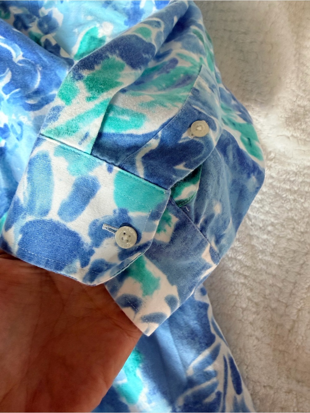Chaps Blue and Teal Floral Button-Down Shirt - Picture 2 of 6